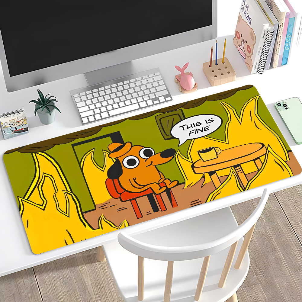 Gaming Accessories Setup - This Is Fine Dog Dachshund Mousepad