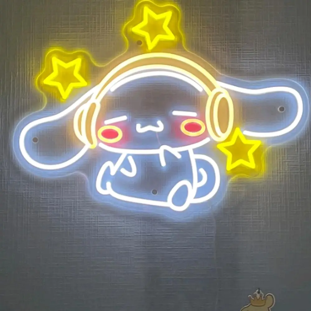 Gaming Accessories Aesthetic - Cinnamoroll Headphones Neon Sign LED Dimmable