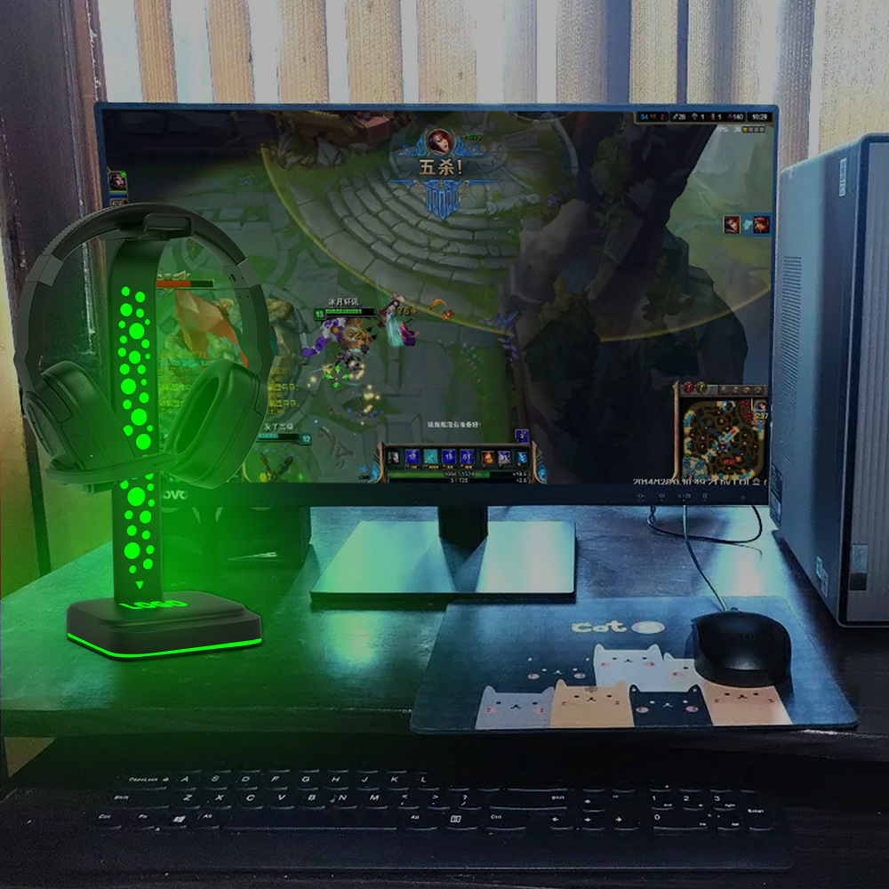 Multicolor RGB Gaming Headset  - Headset Stand Rgb recensie en prijs